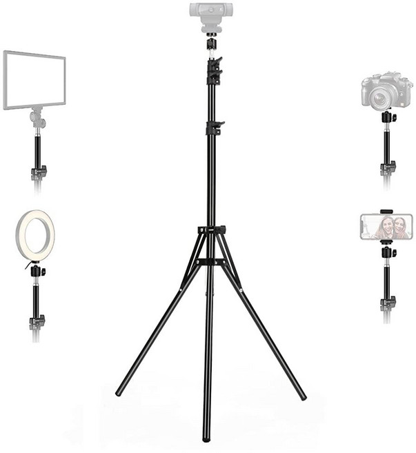 AceTaken 웹캠 삼각대 로지텍 C920s StreamCam Brio C922 C930 C925e C615 160cm(63인치) 알루미늄 스탠드 블랙 281191, AceTaken 웹캠 삼각대 로지텍 C920s Stre