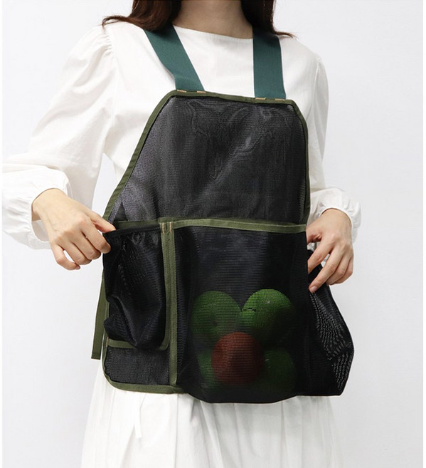 수확 앞치마 망사 나물 농사 과수원 작업용, 블랙+카키(sffh04), 1개