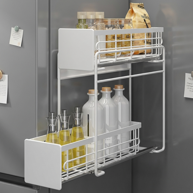 살림생각 자석 레일 선반, 화이트, 1개