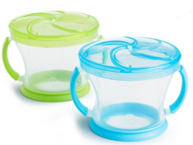 먼치킨 손잡이 흘림방지 스낵컵 2종 세트, 2종구성 (그린+블루), 1세트