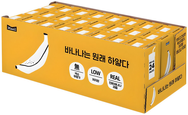 바나나는원래하얗다 우유, 190ml, 24개