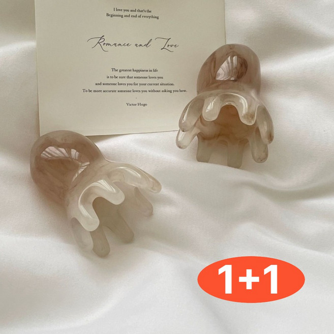 하글 1+1 두피 마사지 문어 괄사 얼굴 바디 경락 지압 스틱, 그레이, 1세트