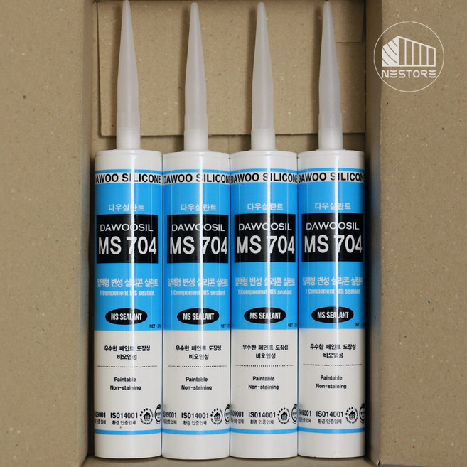 네스토어 우레탄 실리콘 실내 실외 방수 크랙 보수 변성 비오염성 실란트 4개 세트 (노즐 4개 포함), 1세트