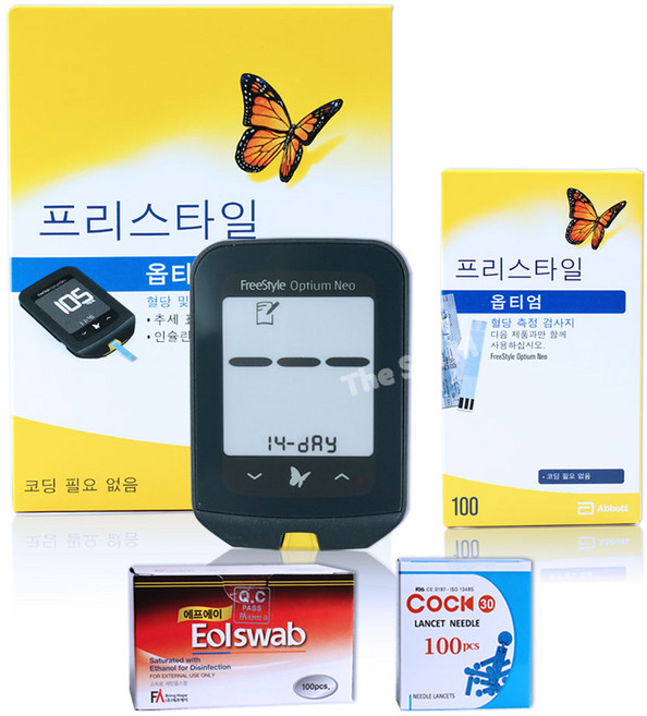 프리스타일 애보트 옵티엄 네오 혈당계+시험지 100매+침 100개+솜100매, 1세트