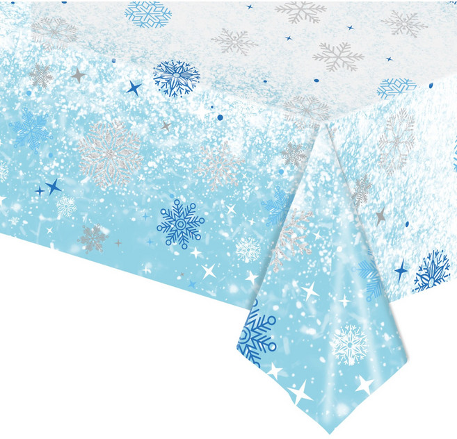 쏙쏙마켓 눈송이 테이블보 겨울 파티용품 크리스마스 식탁보 겨울왕국 파티 소품, 1개, 1개입