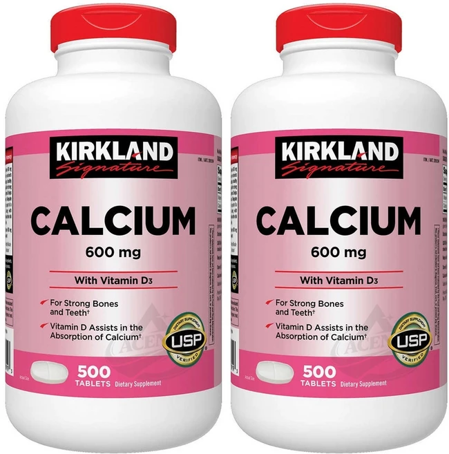 Kirkland Signature 커클랜드 칼슘 600mg with 비타민 D3, 2개, 500정 - 쿠팡