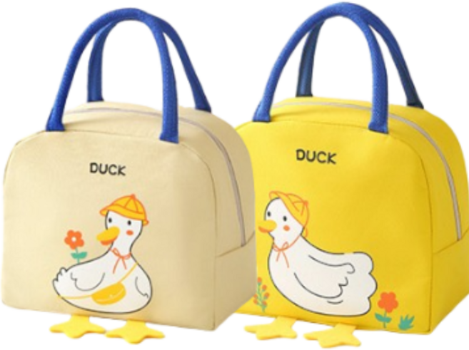 러버덕 도시락 가방, 1세트, 아이보리+옐로우