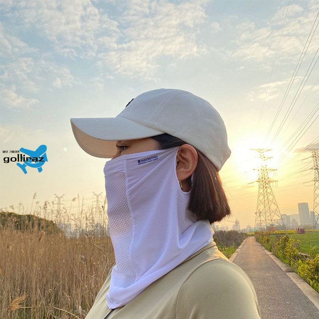 자외선차단 스포츠 넥 워머 쿨 얼굴토시 귀걸이용 여름 마스크 냉감 등산 골프 바람막이, 흰색, 1개