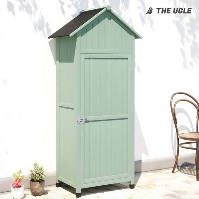 야외 수납장 주택 미니 창고 수납함 소형 농기구 보관함, 그린, 1개
