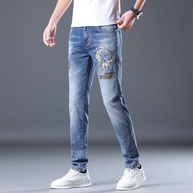 28~36 남자 자수 스판 청바지 데일리 베이직 스트레치 팬츠 비보뉴