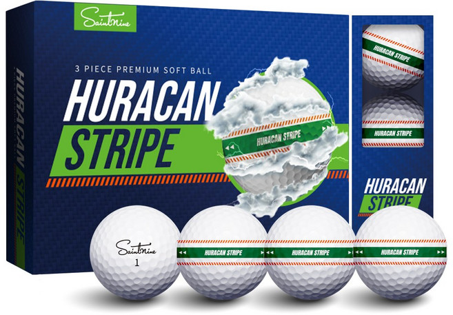 세인트나인 골프공 우라칸 스트라이프 3피스 1더즌 12구, 그린, 1개, 12개입