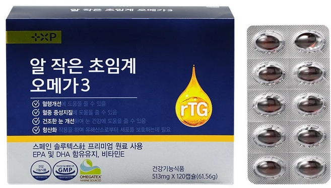 내몸에딱 알작은 초임계 오메가3 소형 캡슐 알티지 오메가 rTG 혈행개선 혈중 중성지질개선 항산화 건조한 눈 콜레 스테롤에 도움을 줄 수 있음, 3박스, 120정 - 쿠팡