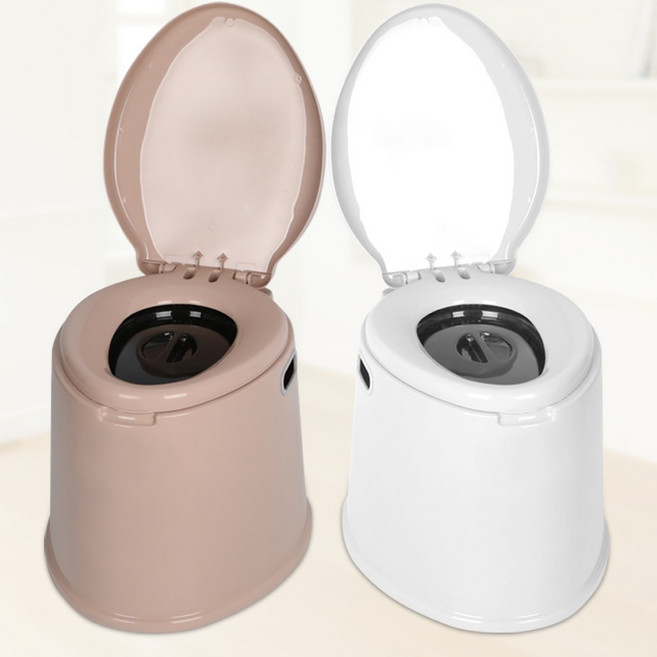 [1309]휴대용 요강 이동식 간이 화장실 환자 변기 좌변기, 1개, 베이지
