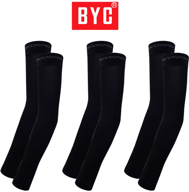 BYC 인견 쿨토시 6P 3세트 UV차단/여름 팔토시, 블랙