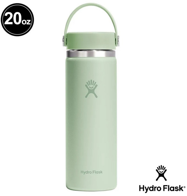 Hydro Flask 20oz/592ml 寬口提環【野外營】保溫瓶 水瓶 保冷, 蘆薈綠, 1個