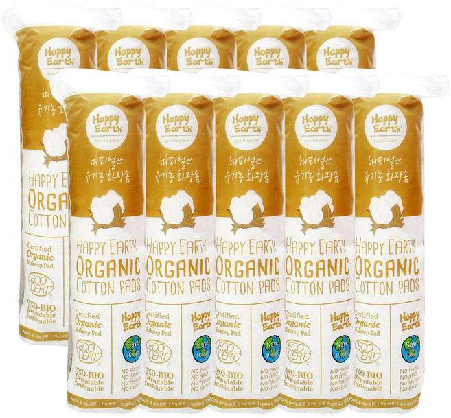 해피얼쓰 유기농 화장솜 100매 10개