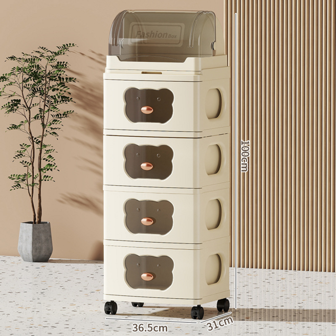 抽屜式多層零食收納櫃, 一翻蓋四抽屜