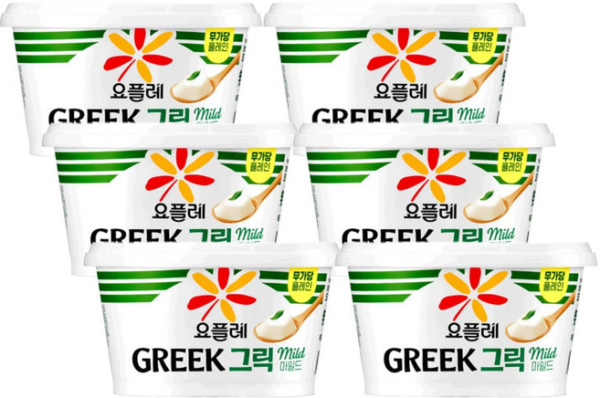 빙그레 요플레 그릭마일드무가당400g 무배, 6개, 400g
