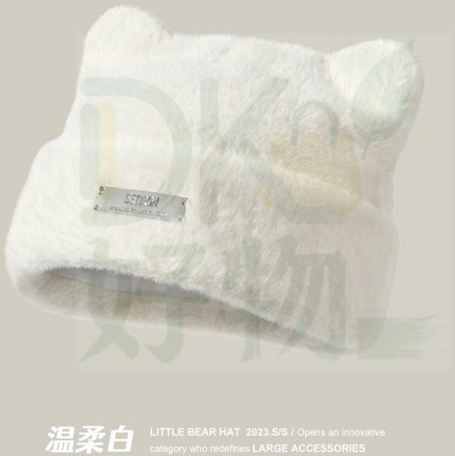 新款秋冬針織帽 貓耳仿貂毛冷帽