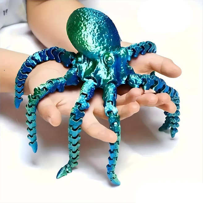 3D 문어 피규어 프린팅 토이 자유롭게 움직이는 관절 옥토퍼스 동물 장난감 장식, 1개