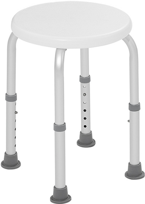 노인 샤워의자 원형 6단계 높이조절 미끄럼방지 알루미늄 목욕의자 임산부 어르신 욕실 안전의자 BYTAN, White