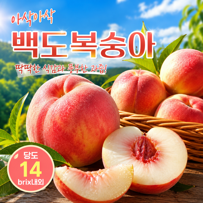 [재구매1위] 14brix초고당도 과즙팡팡 딱딱이 복숭아, 1박스, 딱딱이 털복숭아 4kg 10-15과 / 대과