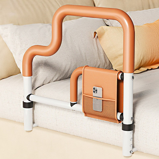 난간 낙상방지 침대가드 안전바 펜스 보조 손잡이, 높이조절형 오렌지