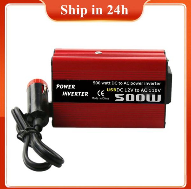 자동차 인버터 캠핑용 시거잭 좋은 브랜드 500W DC-AC 전원 변환기 DC 12V-110V 220V AC 듀얼 USB 어댑터와 자동 변압기, 1개