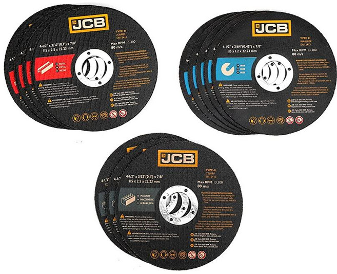 "JCB - 12피스 커팅 디스크 세트 | 11.4cm(4-1/2인치) 다양한 소재 보관 틴 및 등급 본디드 연마 포함" (JCB-PTA-CD12-NA), ECLATIS "JCB - 12피스 커팅 디스크 세트