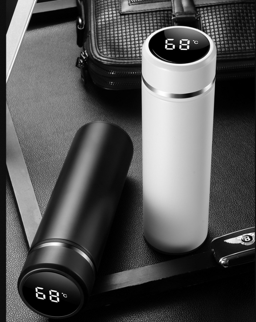 LED 스텐 휴대용 온도조절 차량 분유병 보온 보냉 텀블러 460ml, 레드