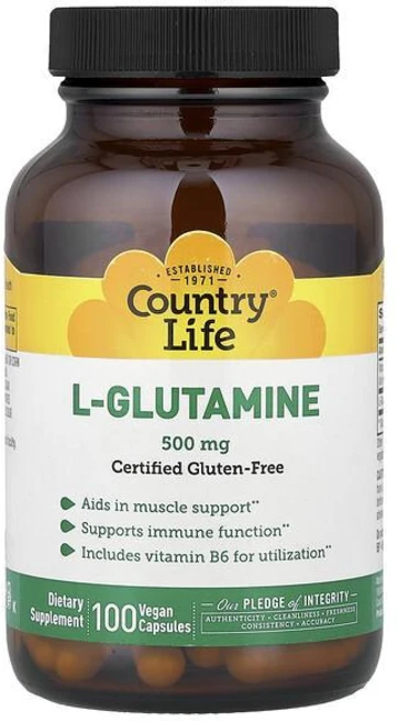 Country Life L-Glutamine Vegan Caps 컨트리 라이프 L-글루타민 비건 캡, 6개, 100정 - 쿠팡