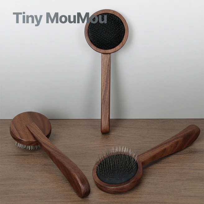 타이니무무 강아지 펫 애견 슬리커 브러쉬 전문가용 빗, 1개, 우드 - 쿠팡