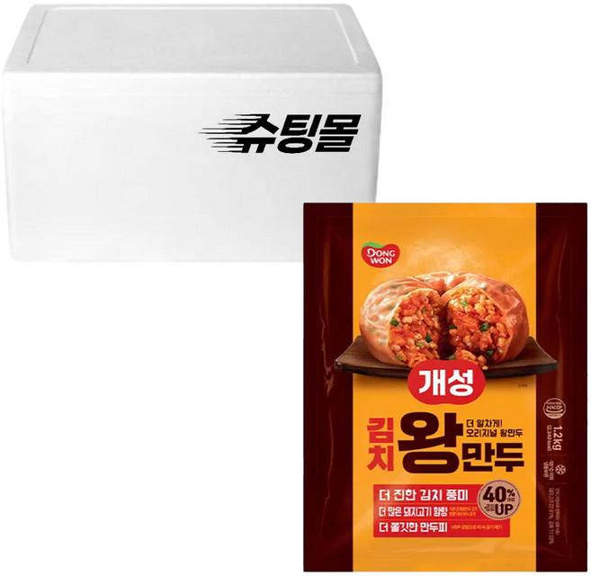 (오셈푸드)동원에프엔비 개성김치왕만두1.2kg 국내산돼지고기100% 건강시피 피는쫄깃하고 속은꽉찬왕만두, 1.2kg, 1개