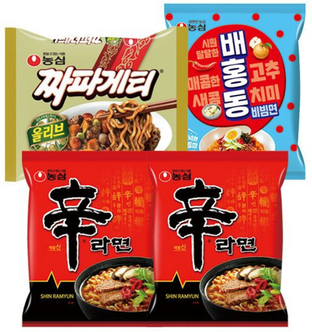 [농심] 신라면 10봉 + 짜파게티 5봉 + 배홍동비빔면 4봉, 1개
