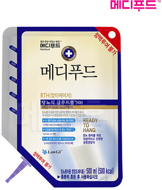 메디푸드 RTH 글루트롤 500ml(500Kcal) x 20개(피딩줄 20개 포함), 500ml, 20개