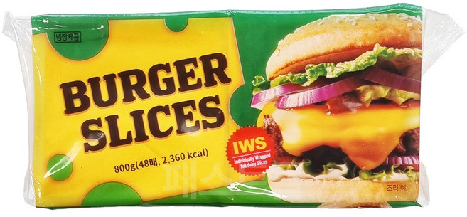 제이케이푸드 호크랜드 버거슬라이스 체다 800g 48매 체다치즈, 1개