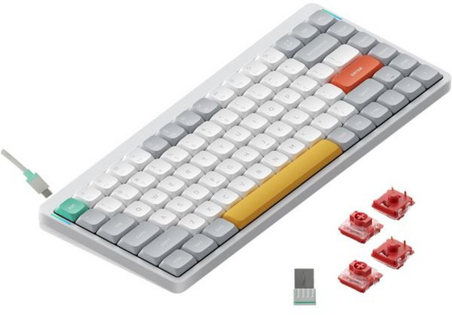 nuphy 누피 에어75 V2 휴대용 75% 기계식 키보드 무선 블루투스/2.4G/USB-C RGB 게이밍 키보드 116208, Gateron Cowberrry Switch_White