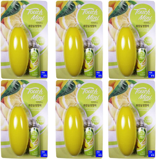 서브무역 터치미니 화장실 방향제 탈취제 변기 향기 터치필 레몬향(세트), 13ml, 6개, 상큼레몬