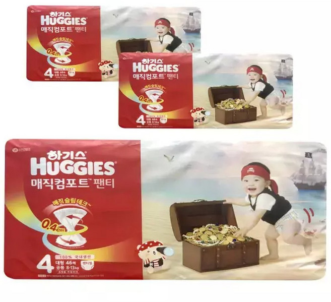 하기스 매직컴포트 팬티 대형 기저귀 4단계 팬티형 공용 46매 3팩, 138매