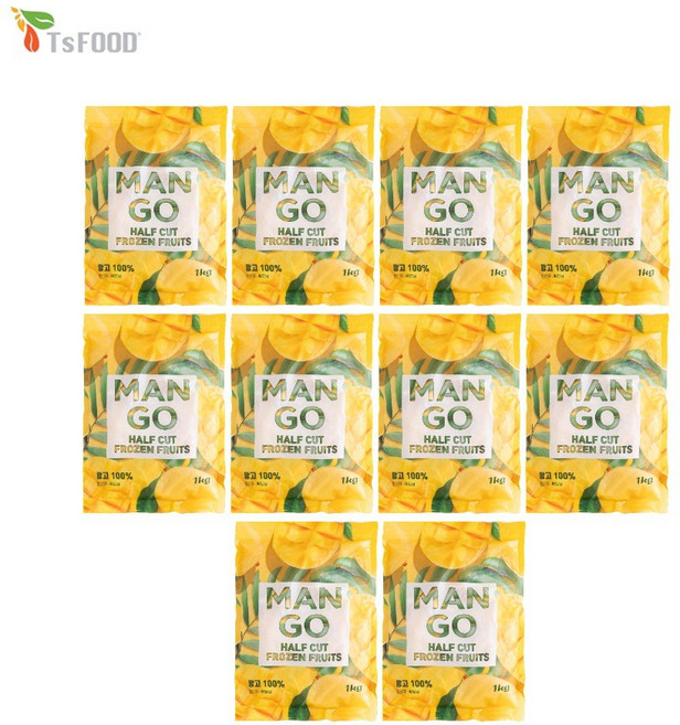 TS Food 냉동 망고 하프컷 1kg X 10개, 단품, 단품