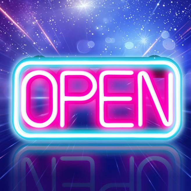 LED보드나라 대형 OPEN 큰사이즈 SIGN NEON LED 간판 오픈 네온 사인 보드 영업중, A-1_ 기본형 OPEN 핑크스카이블루