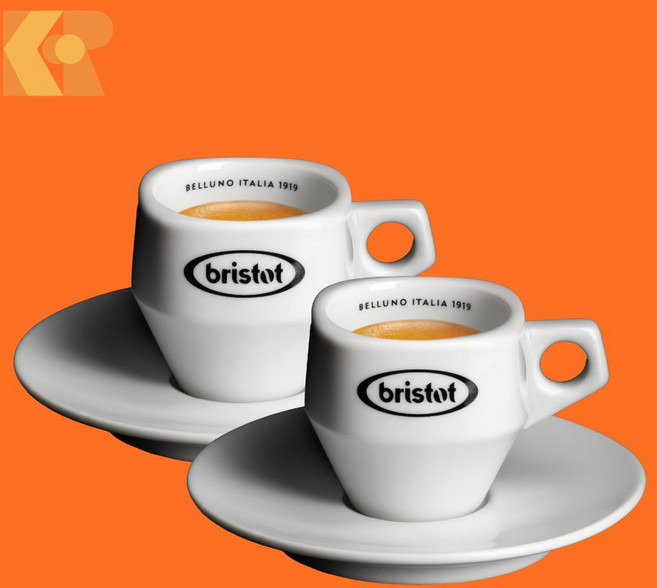 브리스토트 에스프레소컵 커피잔 1P 세트 컵받침 포함 도자기잔 화이트 이탈리아 전통 커피브랜드, 2개, 브리스토트 에스프레소잔