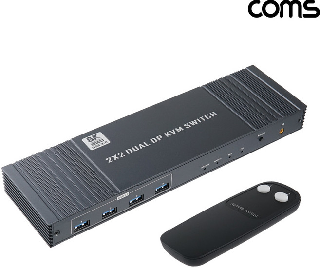 컴스 OU141 DP KVM 스위치 선택기 2대의 PC 듀얼 모니터 제어 8K 60Hz, 1개