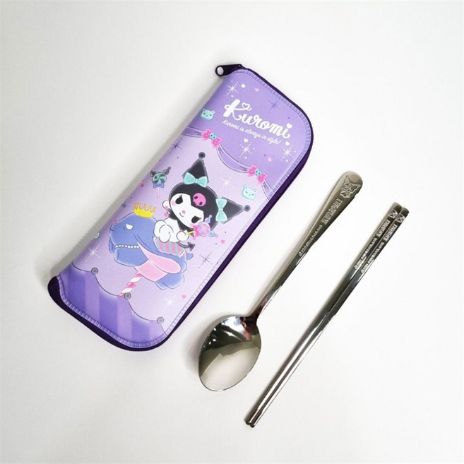 릴팡 쿠로미 올스텐 수저케이스세트, 혼합색상, 수저케이스 + 숟가락 + 젓가락, 1개