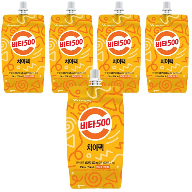 광동 비타500 치어팩 파우치형 음료 250ml 5개 (유통기한24.06.07)