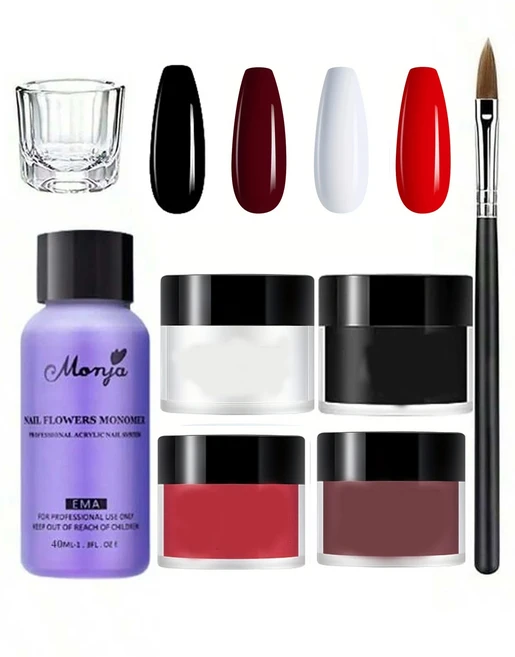 7개 네일 아크릴 파우더 세트 크리스탈 액체 아트 브러쉬 - 초보자를 위한 매니큐어 도구