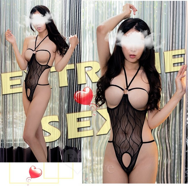 情趣連身衣 挖空爆乳波浪紋性感誘惑開襠連身衣