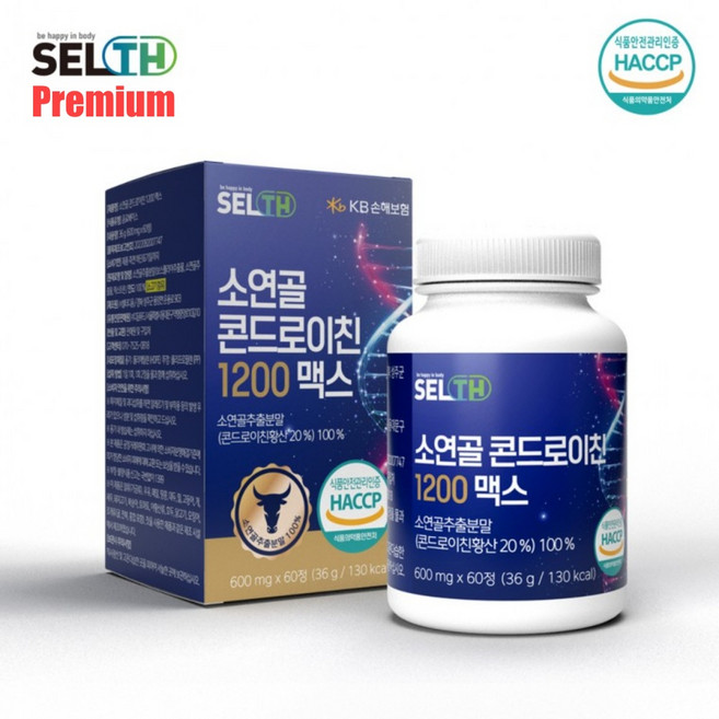[SELTH] 프리미엄 콘드로이친 1200 맥스 관절 연골 피부 미용 면역 피로 염증 건강, 1개