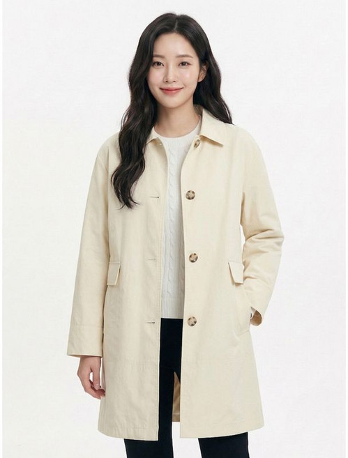 크로커다일레이디 라이트옐로우 베이직 카라 캐주얼 코트 CLCMCT102