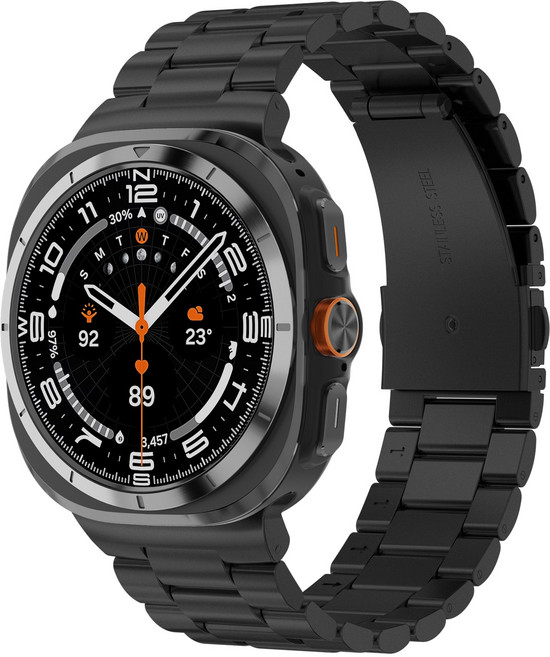 Fegwilde 갤럭시워치 울트라1 2 47mm 호환 메탈 스트랩+보호필름2+조절기, 블랙, 1개